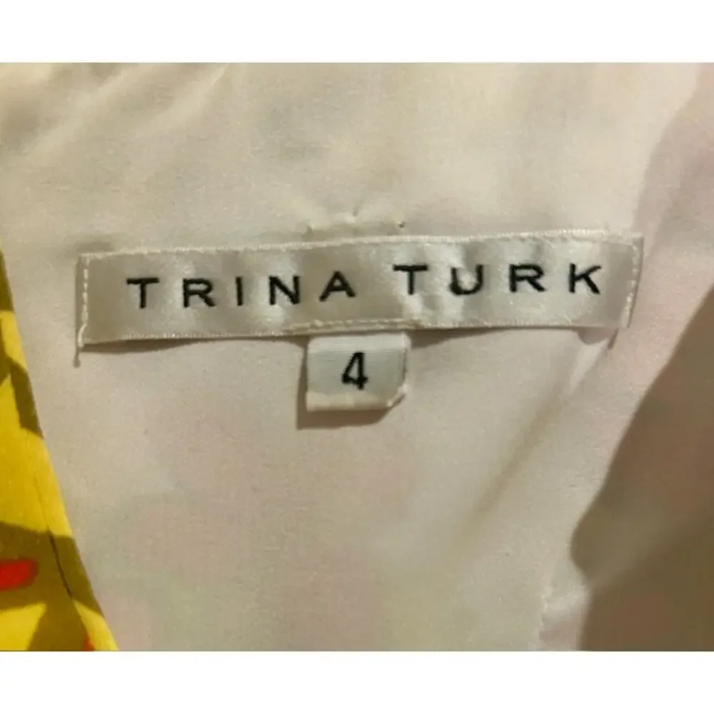 Trina Turk Floral Silk Dress Sleeveless Sheath Retro 70s Mod Mini Sz 4 Dopamine - Picture 5 of 5